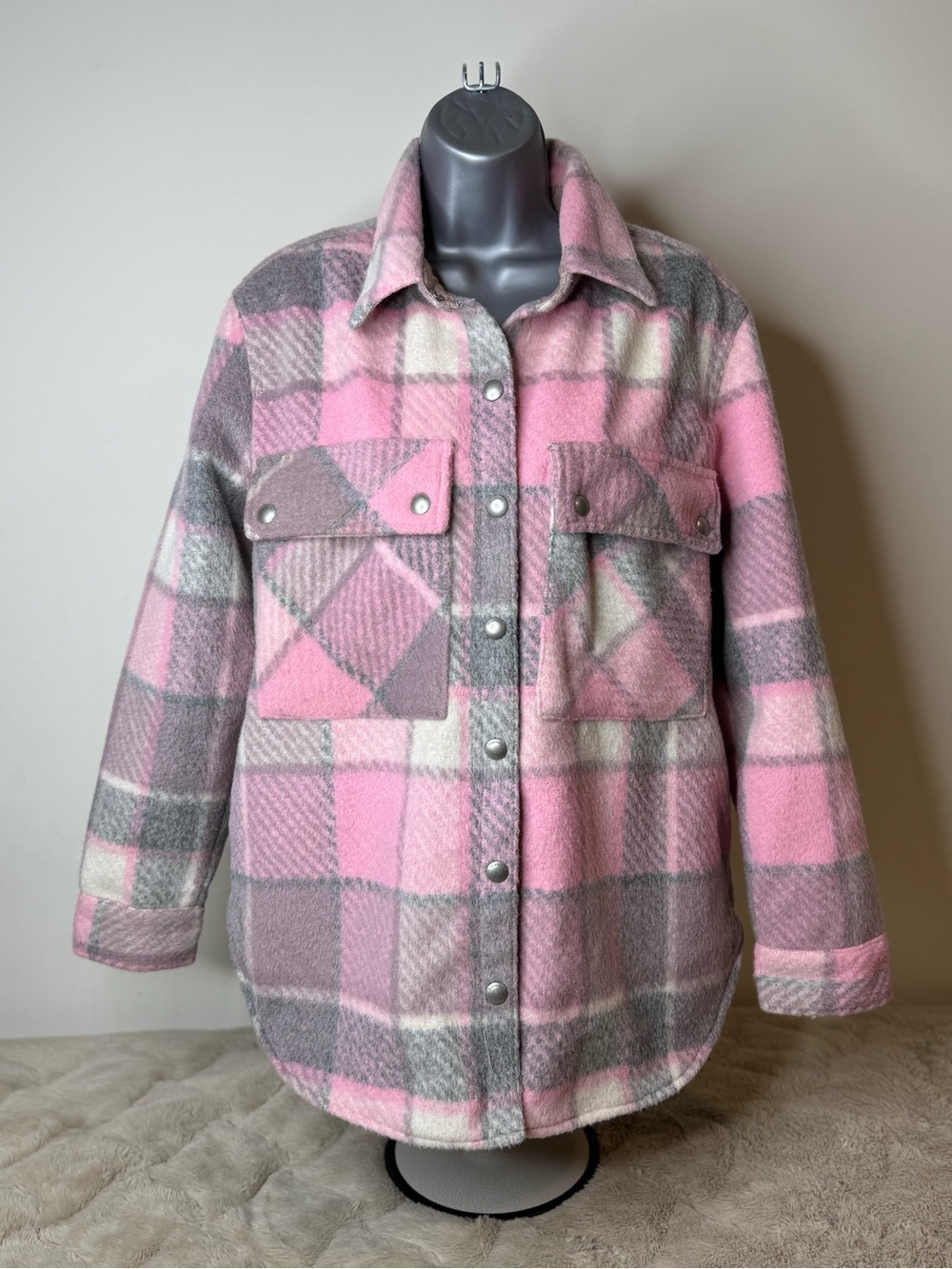 Pink & Gray Plaid Fleece